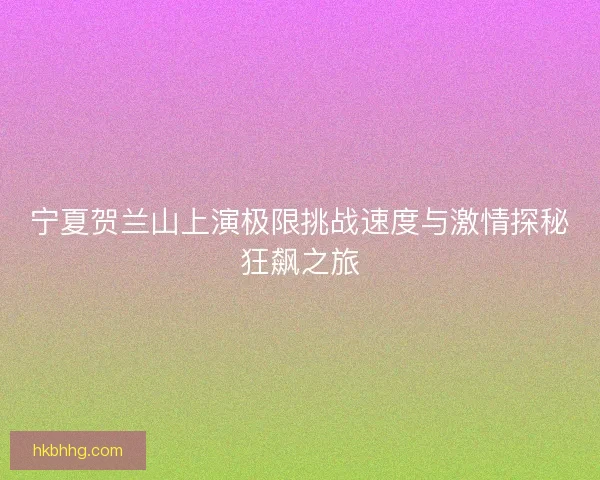 宁夏贺兰山上演极限挑战速度与激情探秘狂飙之旅